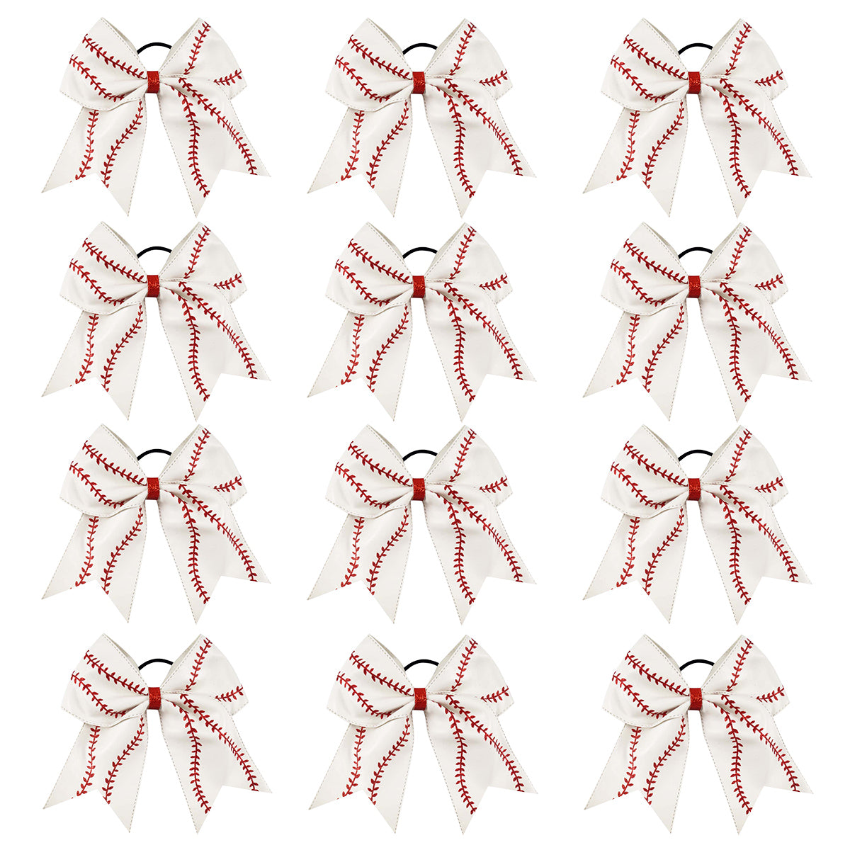 Cheer Hair Bows Large with Ponytail Holder White