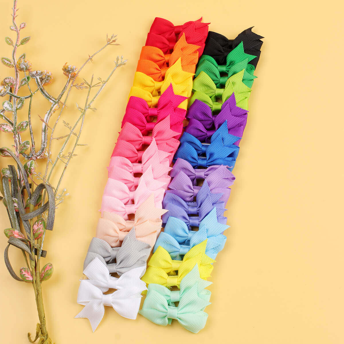 cnhairaccessories 40pcs 3'' Cute Ribbon Hair Bows for Girls