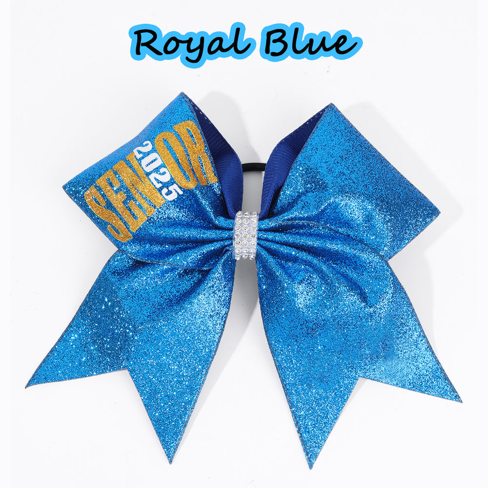 12Pcs Senior 2025 Glitter Cheer Bows