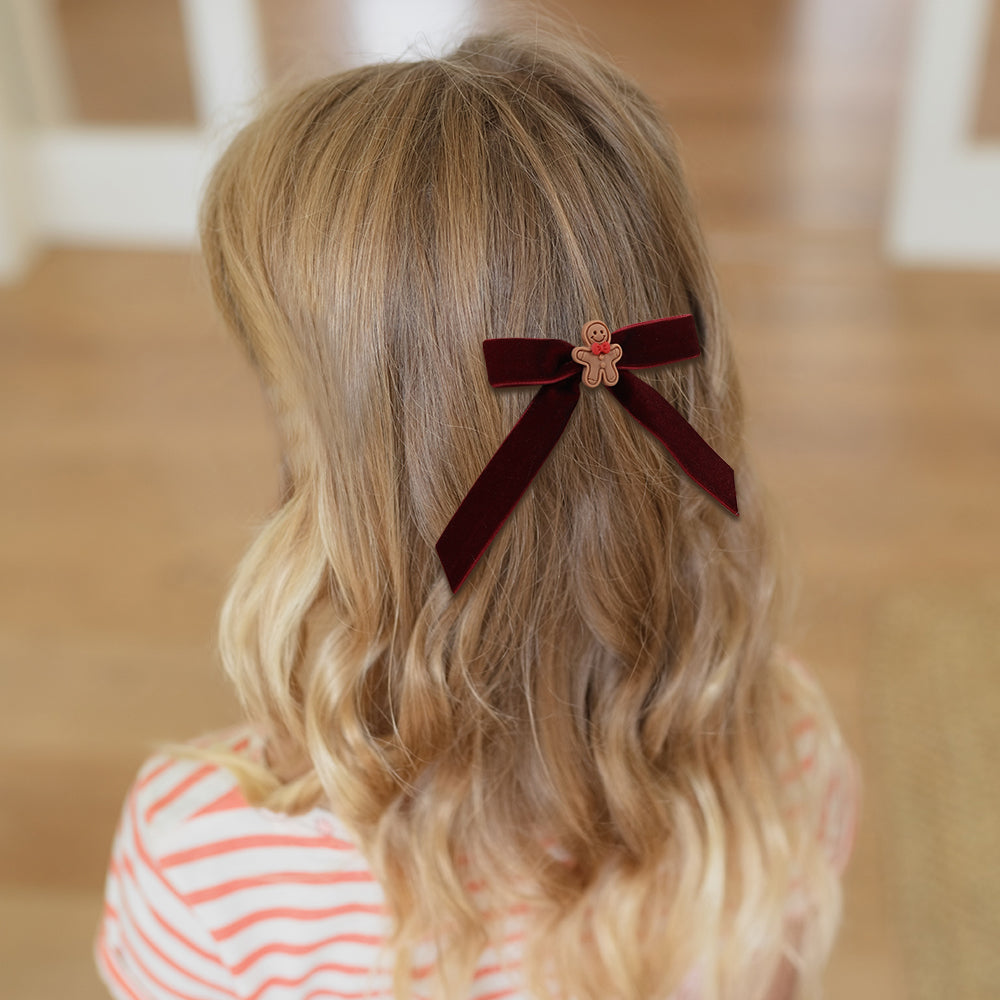 2Pcs Velvet Christmas Hair Bows Clips