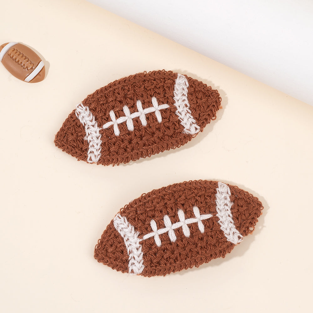 2Pcs Knit Football Hair Clips