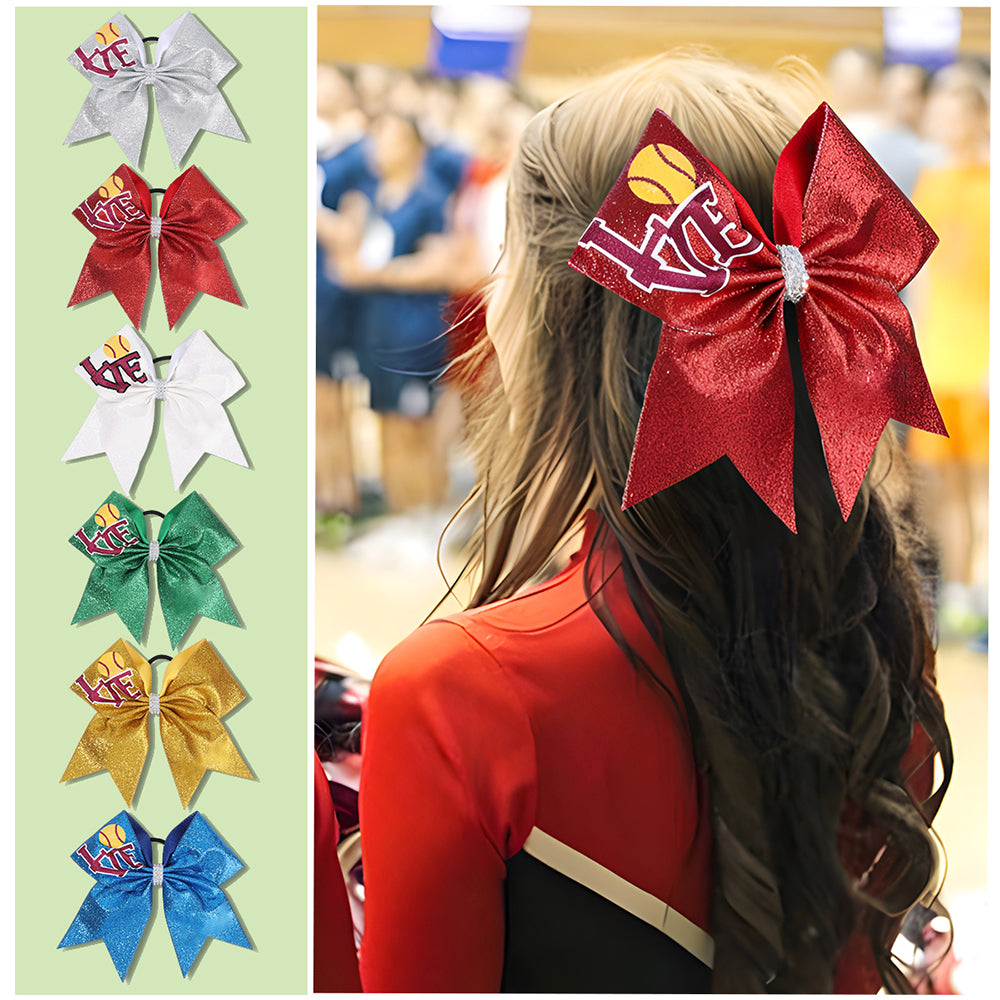 12PCS Love Chunky Glitter Cheer Bows