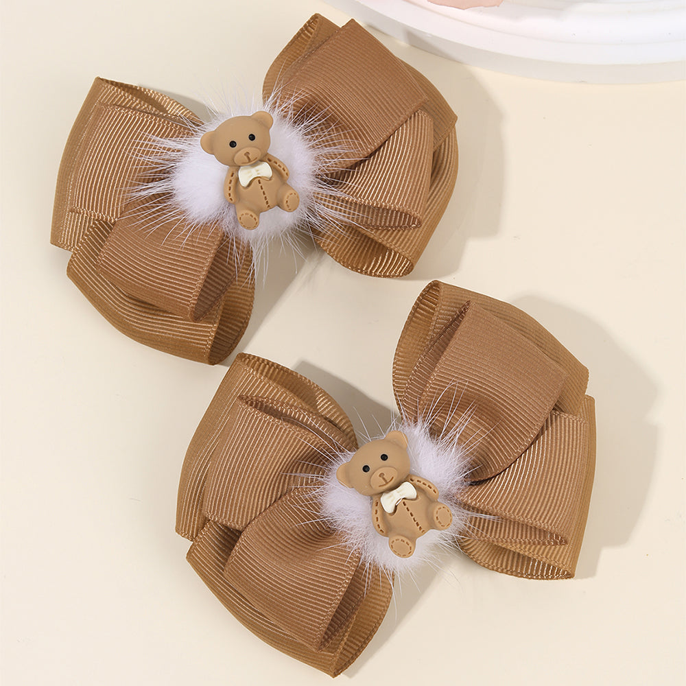 20pairs Brown Bear Hair Bows Clips