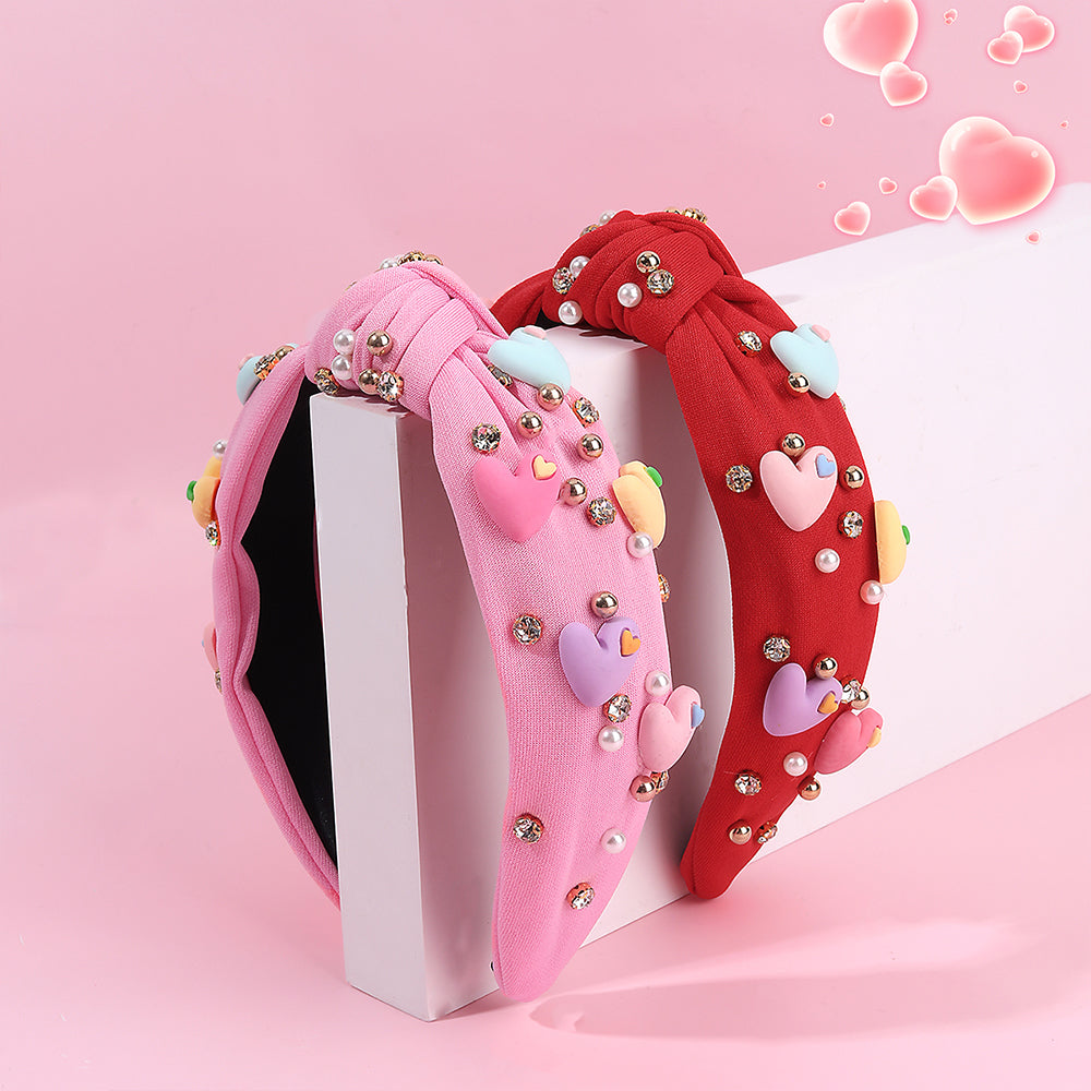 1Pcs Fabric Bow Knot Heart Valentine's day Headband