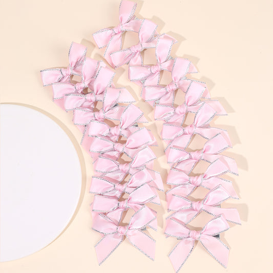 20Pcs Small Hair Bows Clips with Silver Edge