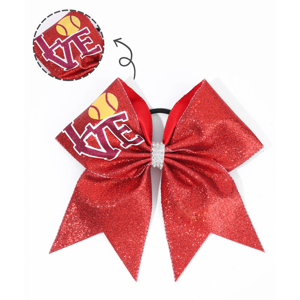 12PCS Love Chunky Glitter Cheer Bows