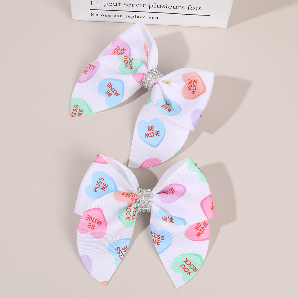 2Pcs Fabric Layered Valentine's Day Hair Clips for Girls Baby