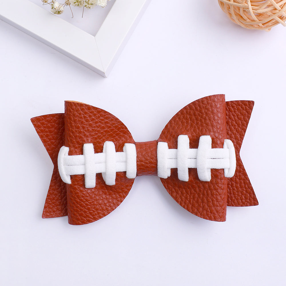 12pcs Football Leather Hair Bows Clips