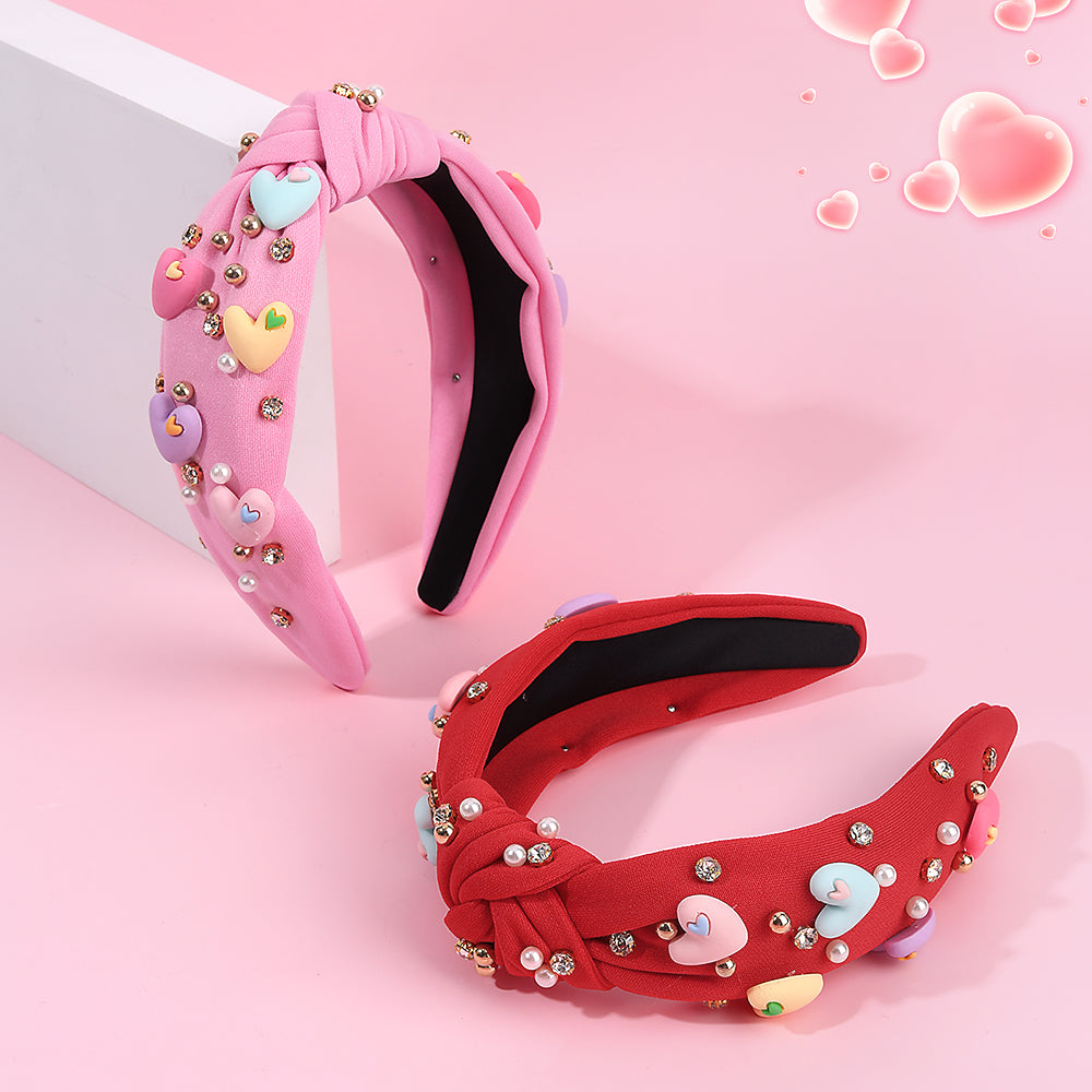 1Pcs Fabric Bow Knot Heart Valentine's day Headband