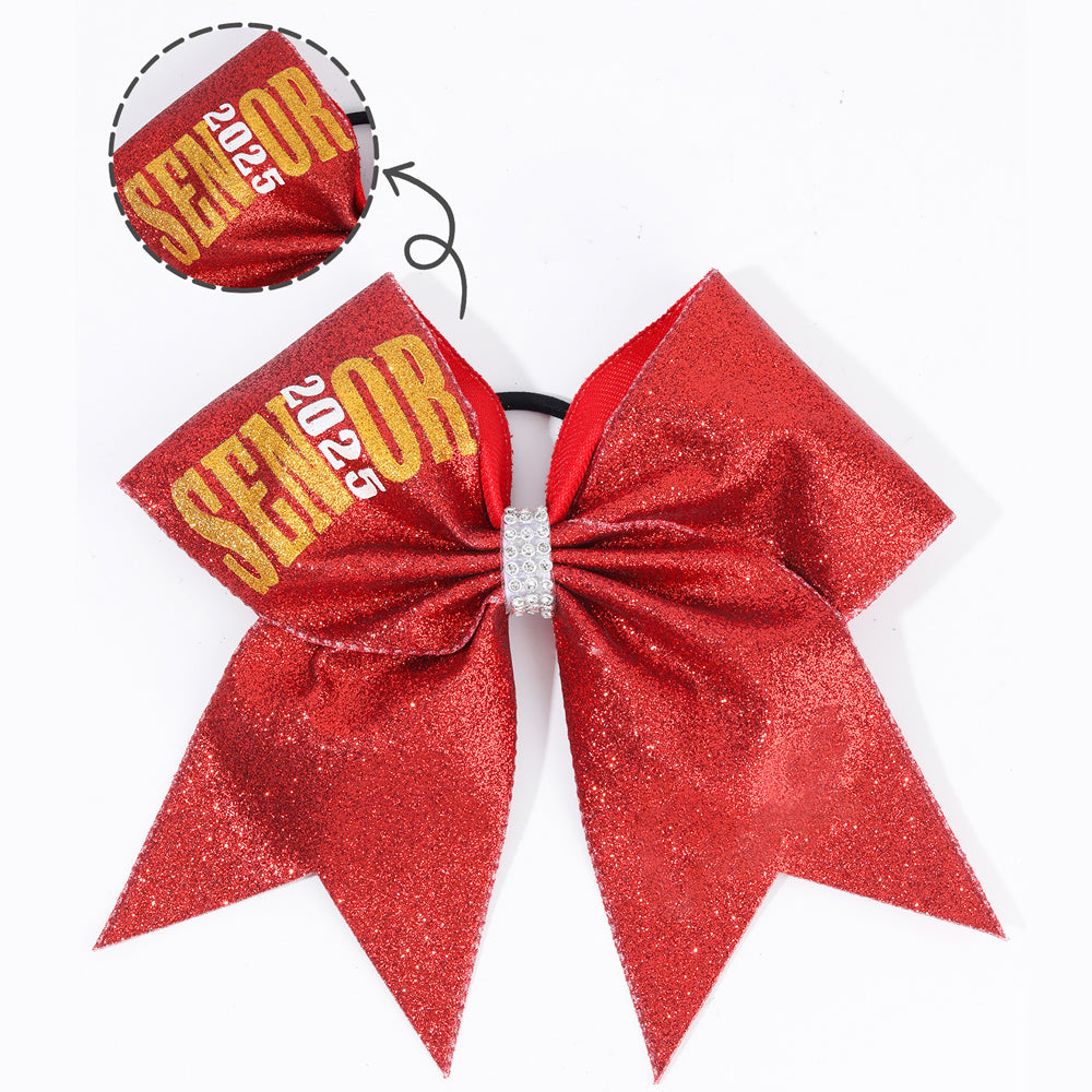 12Pcs Senior 2025 Glitter Cheer Bows