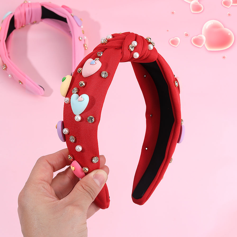 1Pcs Fabric Bow Knot Heart Valentine's day Headband