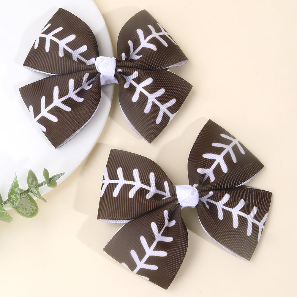 12Pcs Handmade Football Hair Bows Clips