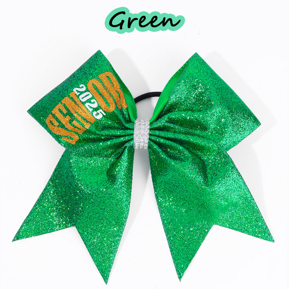 12Pcs Senior 2025 Glitter Cheer Bows