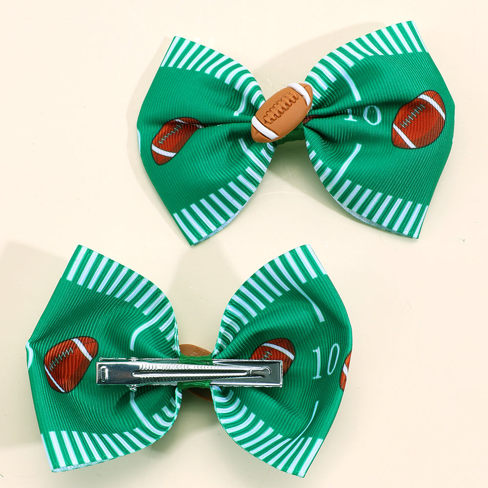 12pcs Sports Football Hair Bows Clips