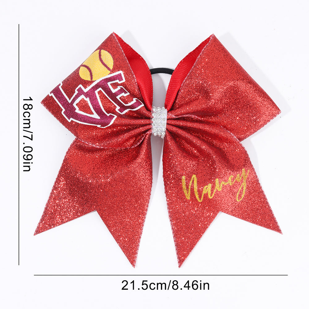 12PCS Love Chunky Glitter Cheer Bows