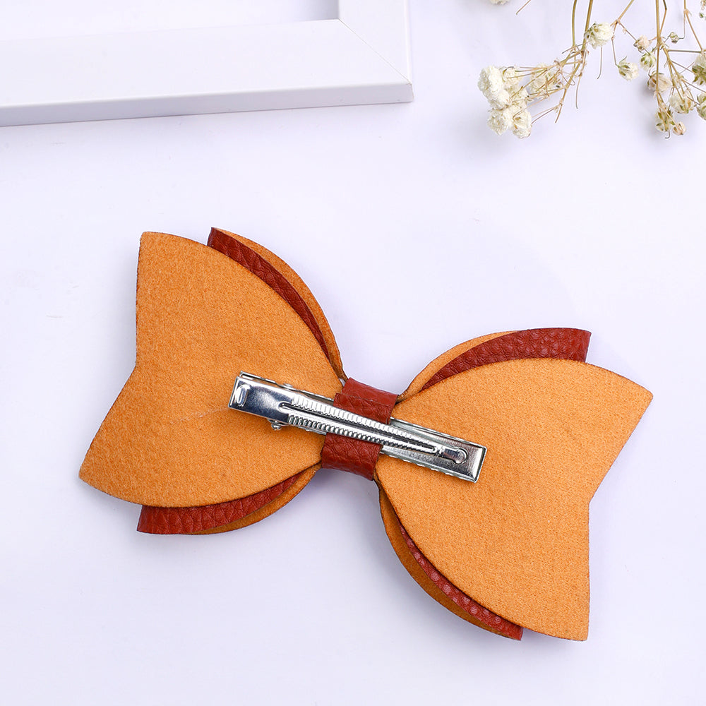 12pcs Football Leather Hair Bows Clips