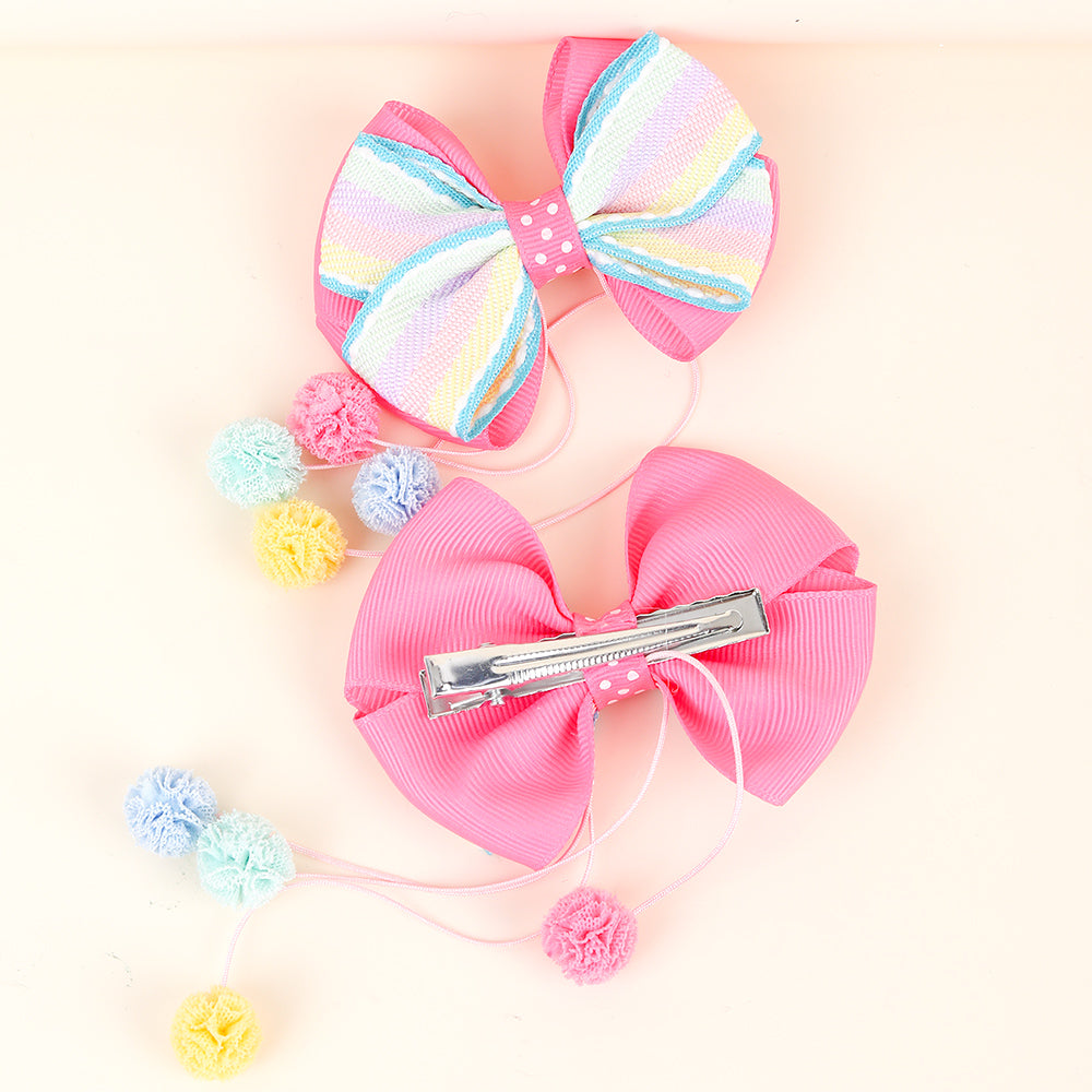 2Pcs Rainbow Hair Bow Clips for Girls