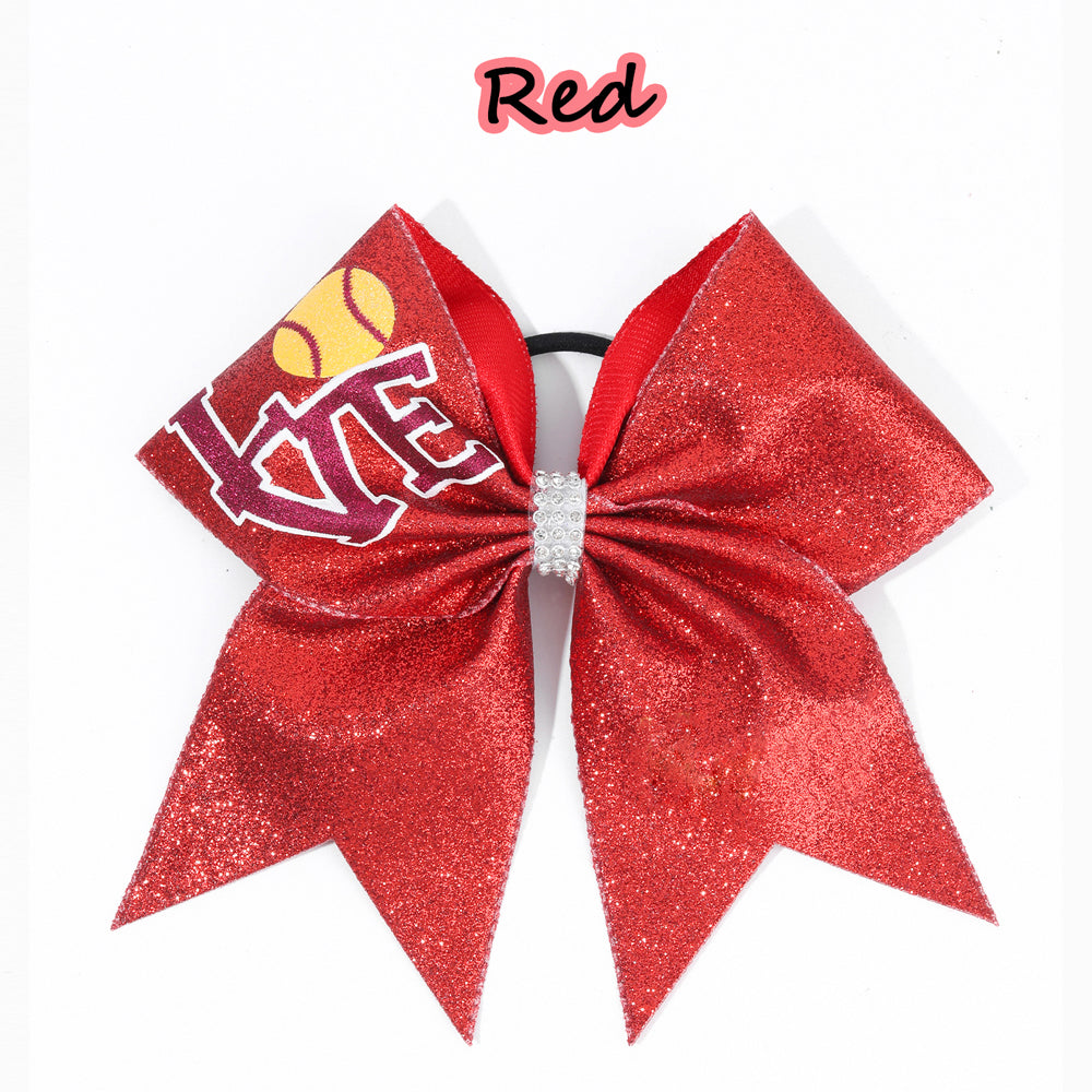 12PCS Love Chunky Glitter Cheer Bows