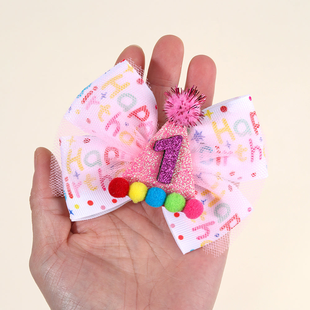 1pc Happy Birthday Hair Bows Clips