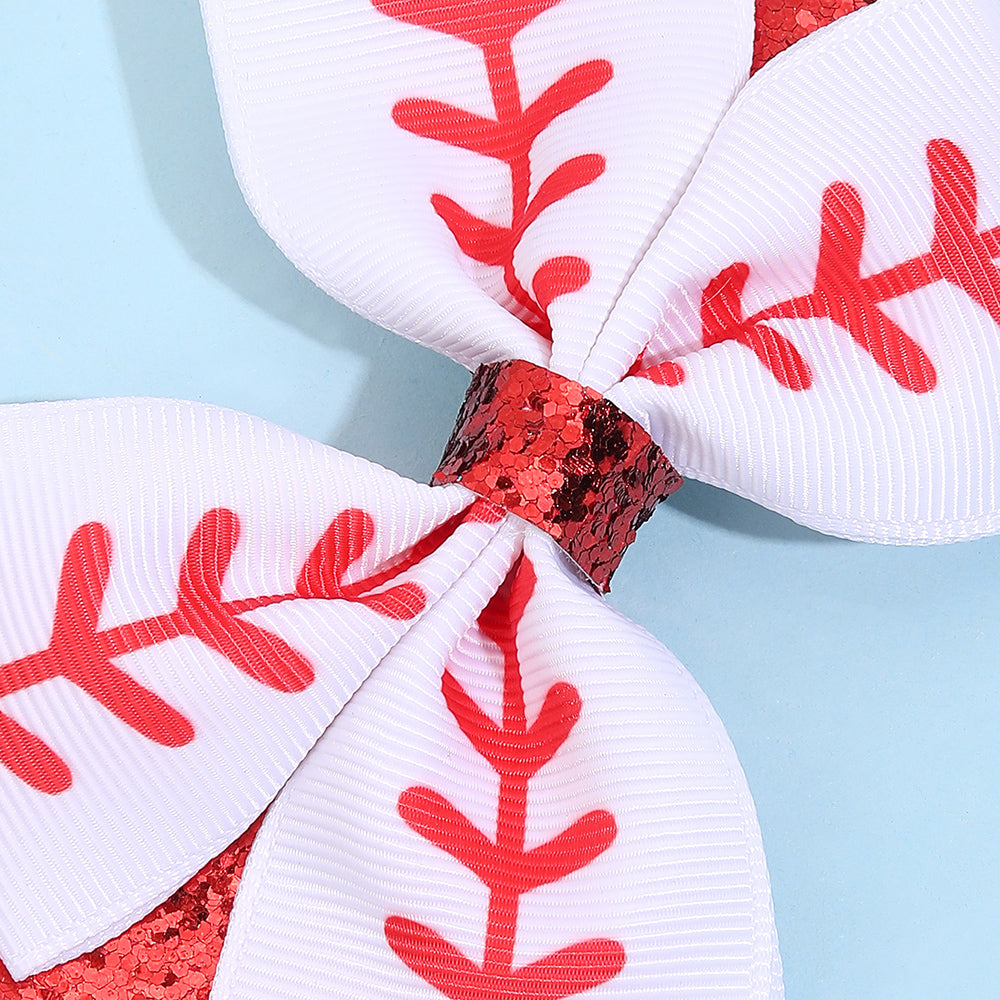 12Pcs White Baseball Hair Bows Bundle