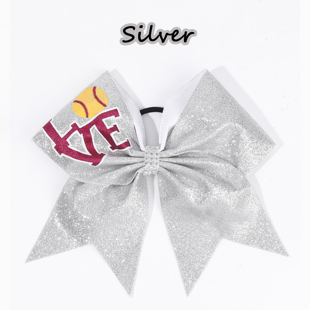 12PCS Love Chunky Glitter Cheer Bows