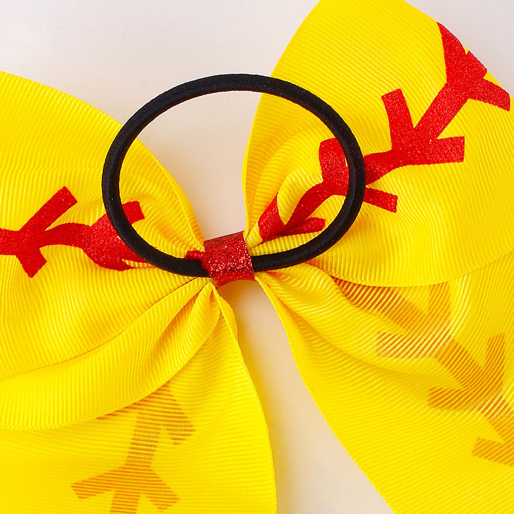 12PCS 7'' Large Baseball Cheer Bows Ponytail Holder with Elastic Band