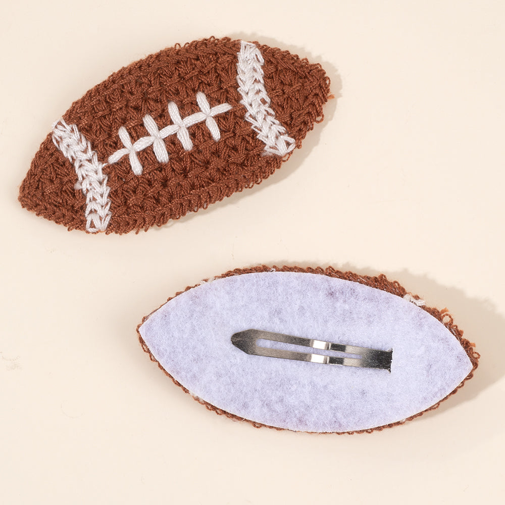 2Pcs Knit Football Hair Clips