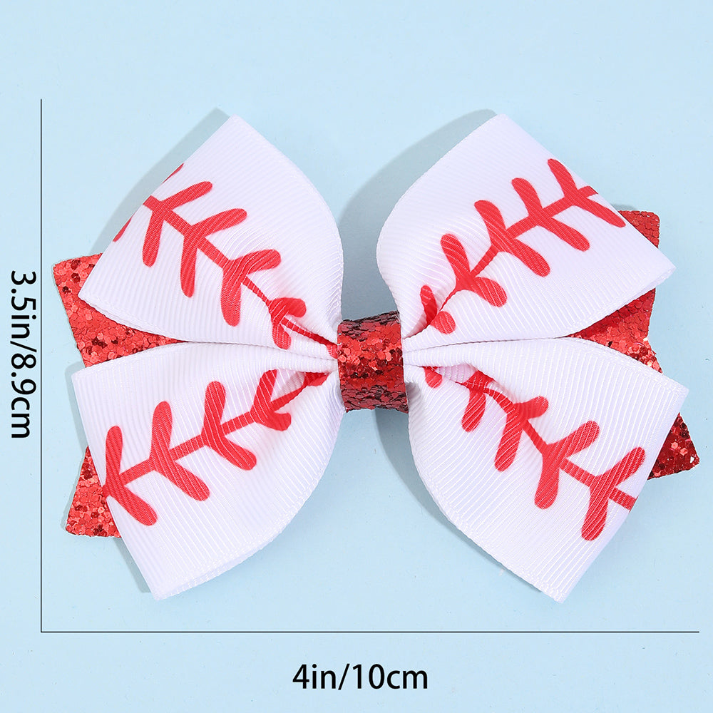 12Pcs White Baseball Hair Bows Bundle