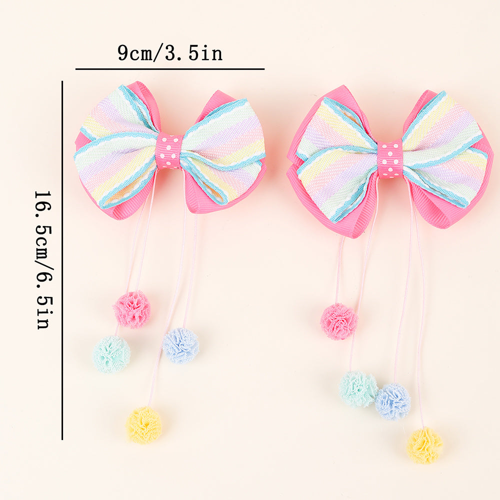 2Pcs Rainbow Hair Bow Clips for Girls