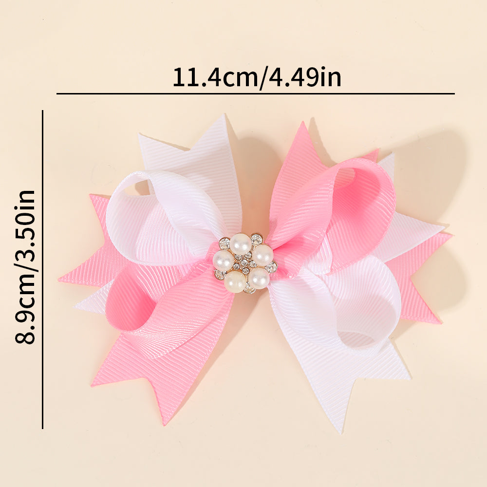 20Pair Layered Hair Bow Clips with Pearl