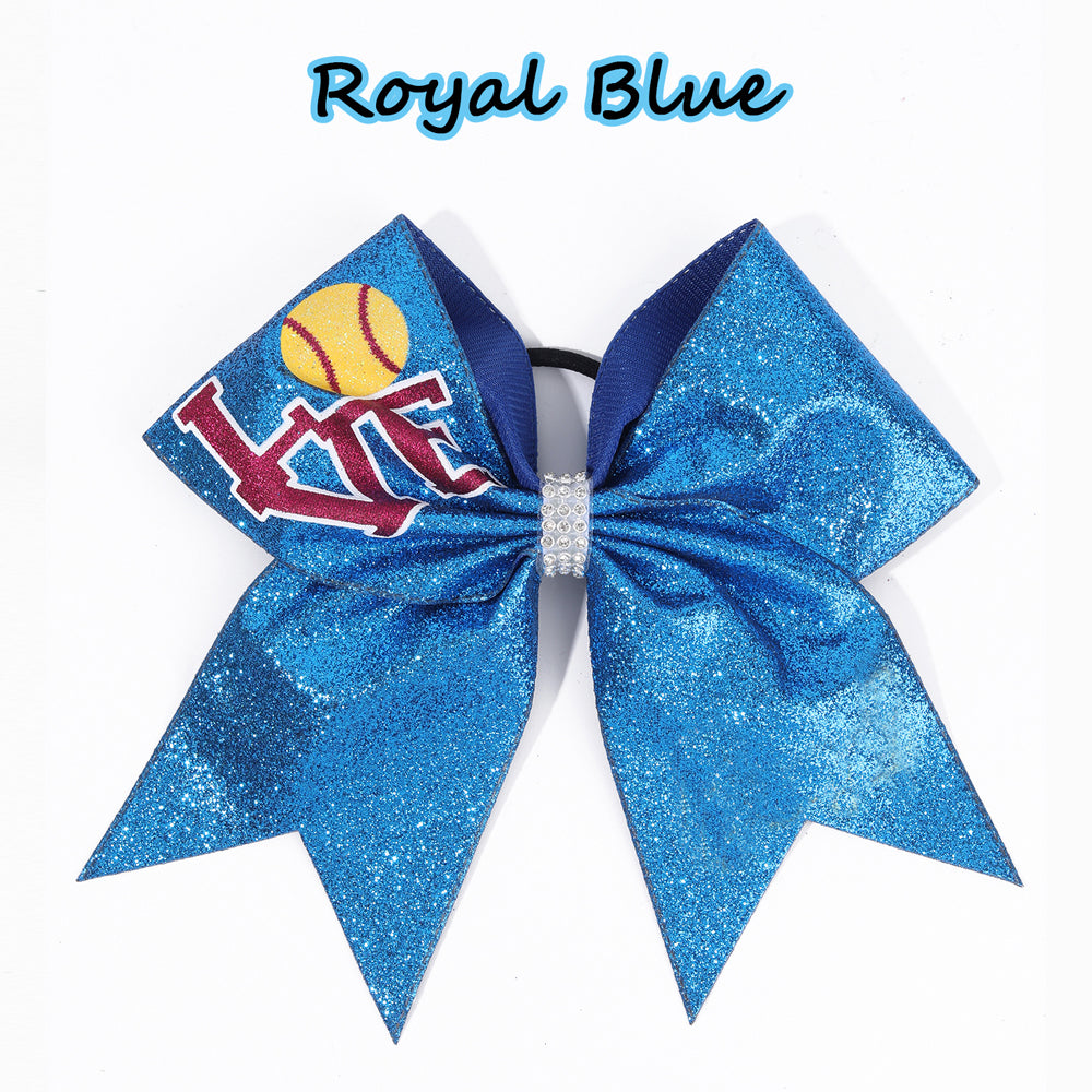 12PCS Love Chunky Glitter Cheer Bows