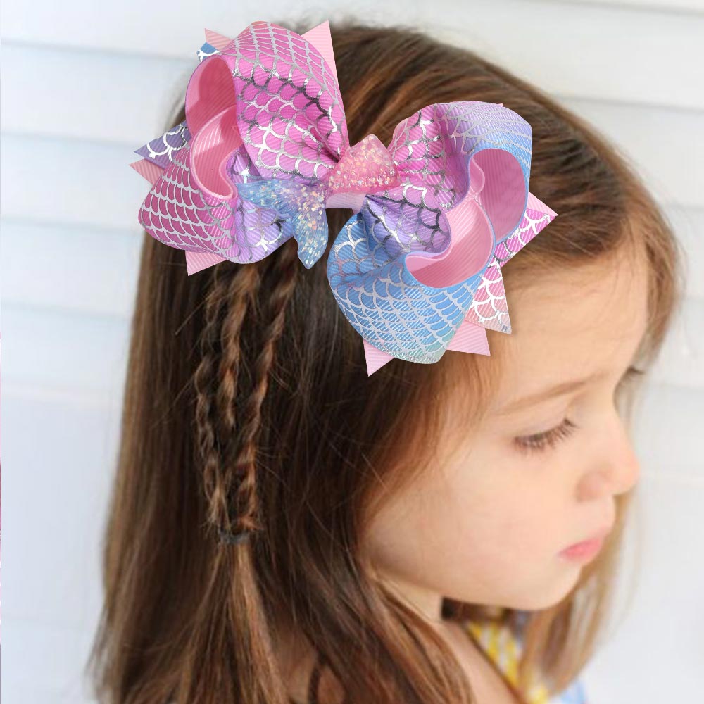 20Pcs Mermaid Scale Hair Bows Clips