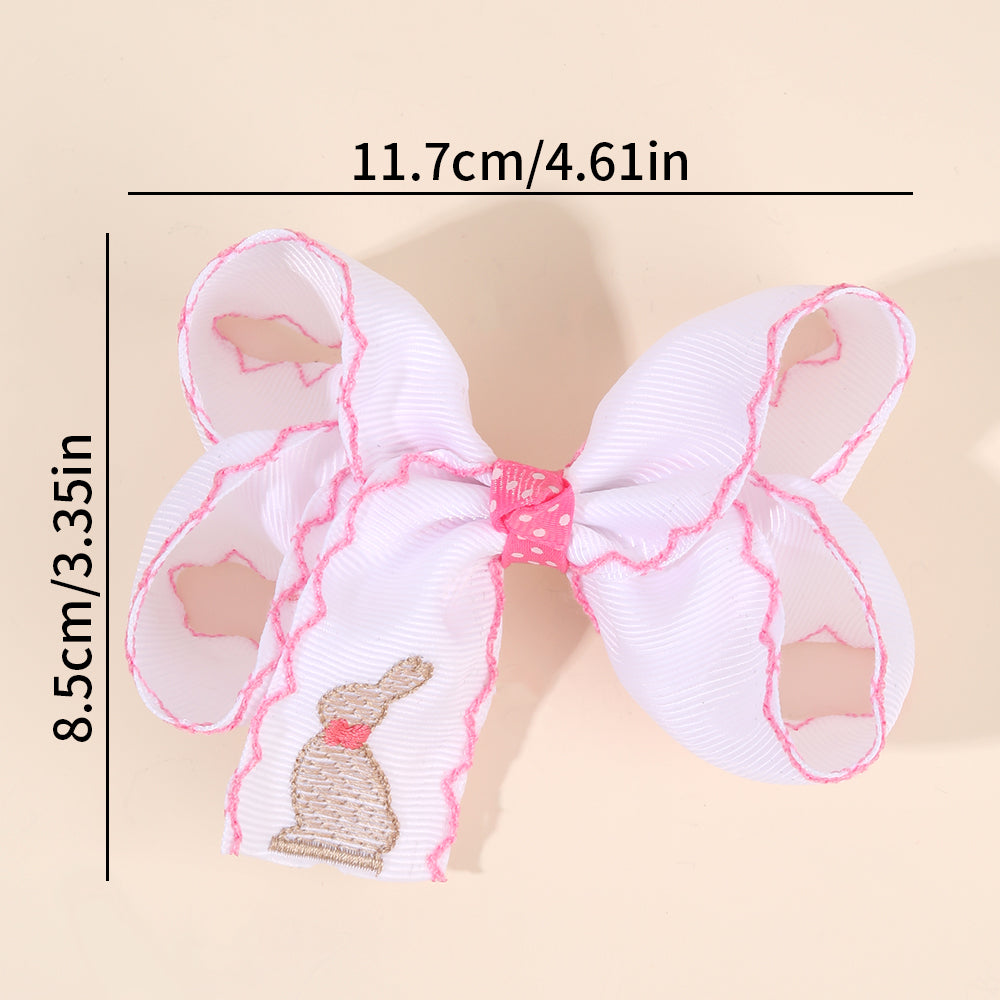 2Pcs Embroidery Easter Hair Bows Clips