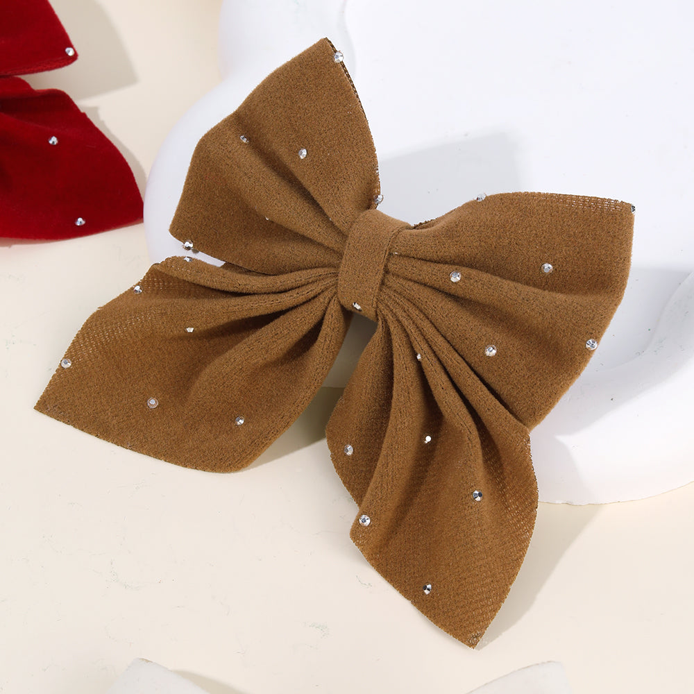 10Pcs Hair Bows Clips with Rhinestone