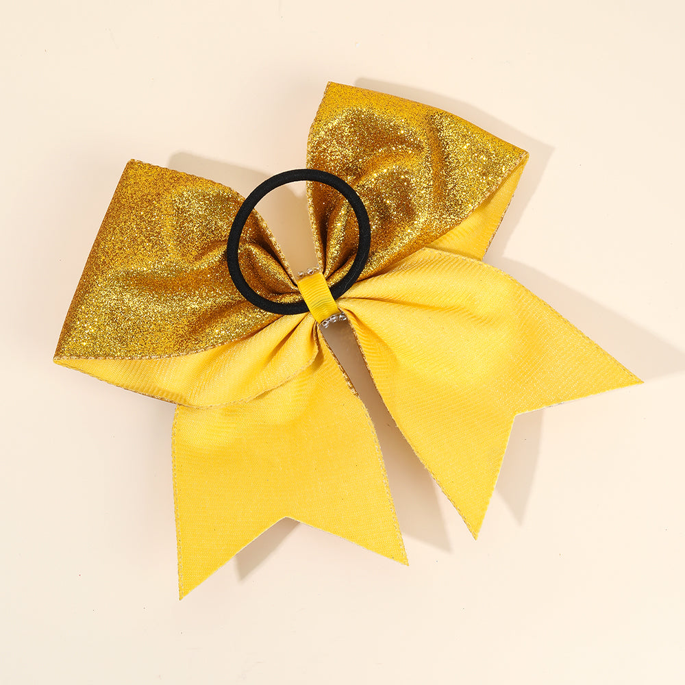 12Pcs 7" Glitter Senior Cheer Bows With Ponytail Holder