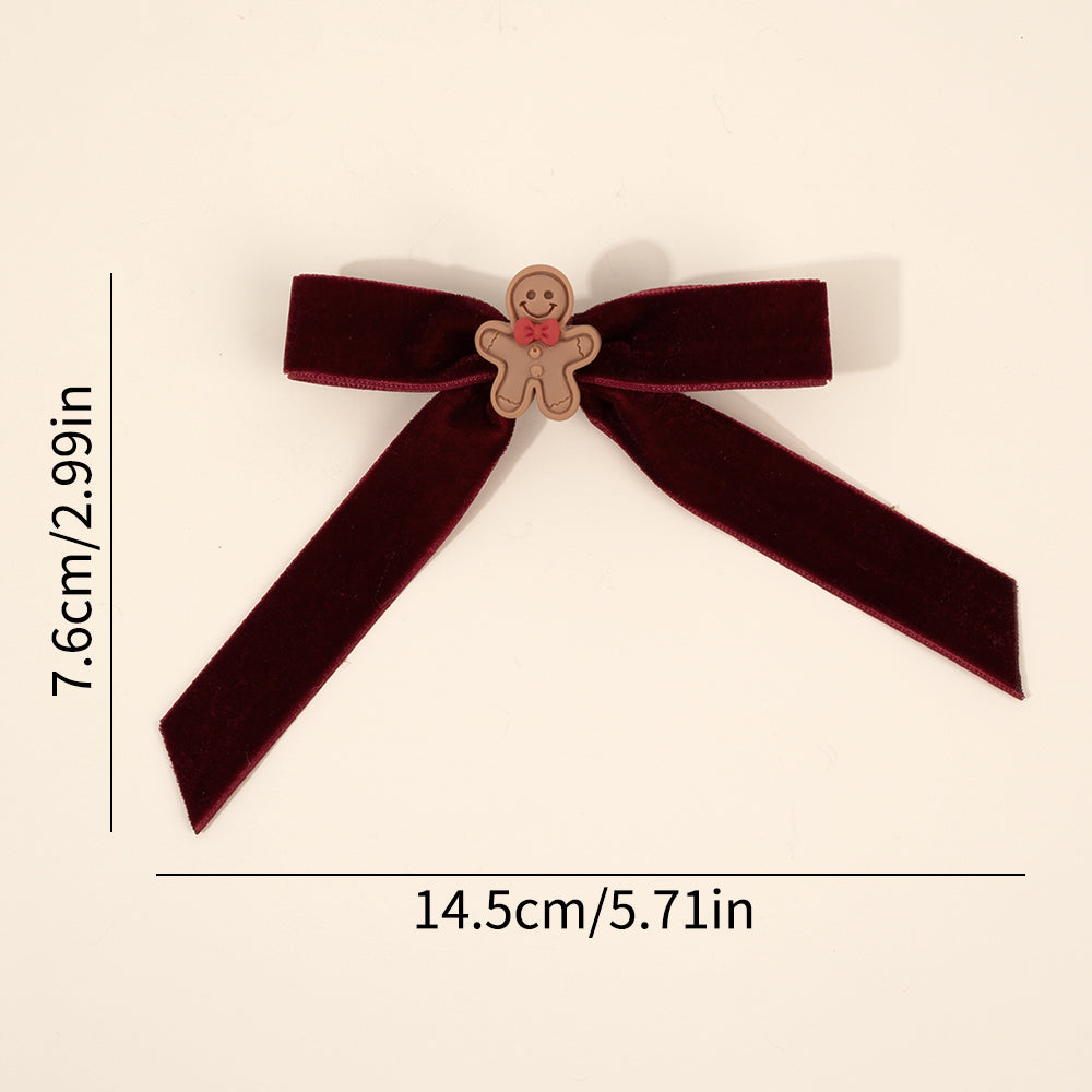 2Pcs Velvet Christmas Hair Bows Clips