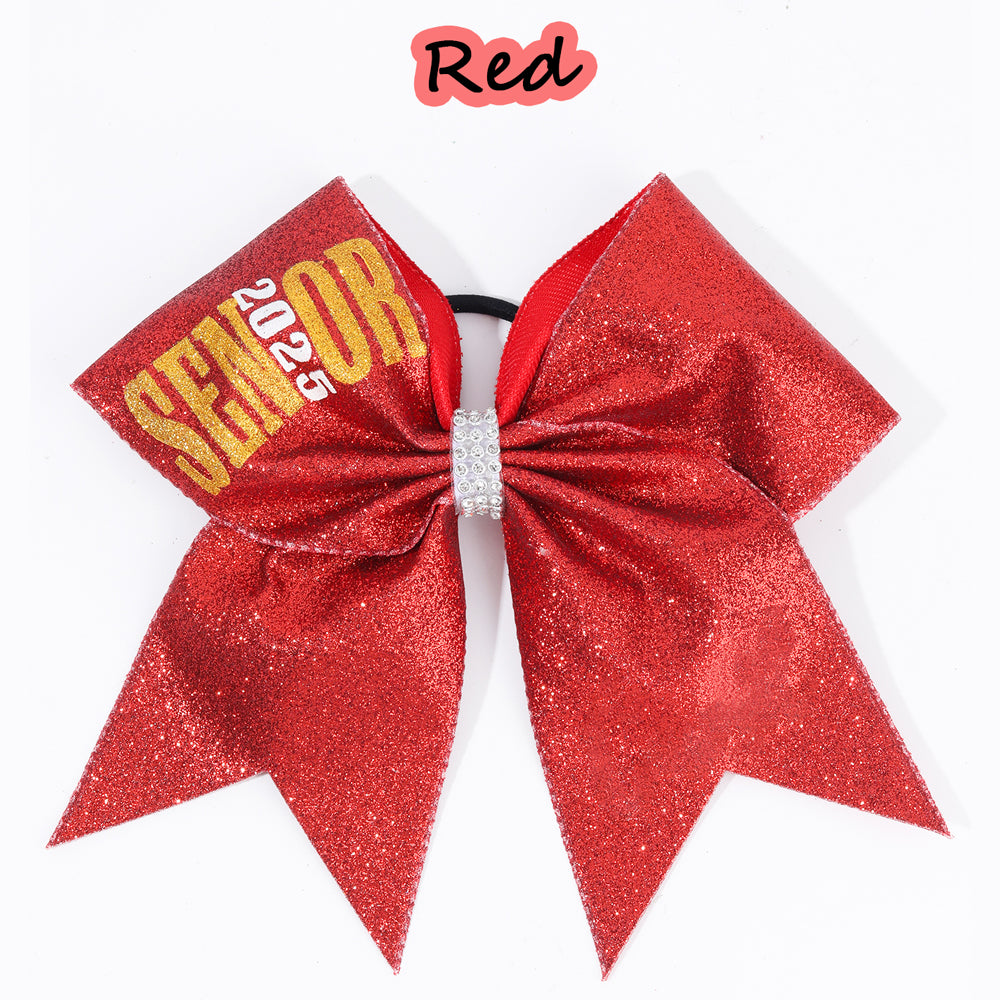 12Pcs Senior 2025 Glitter Cheer Bows