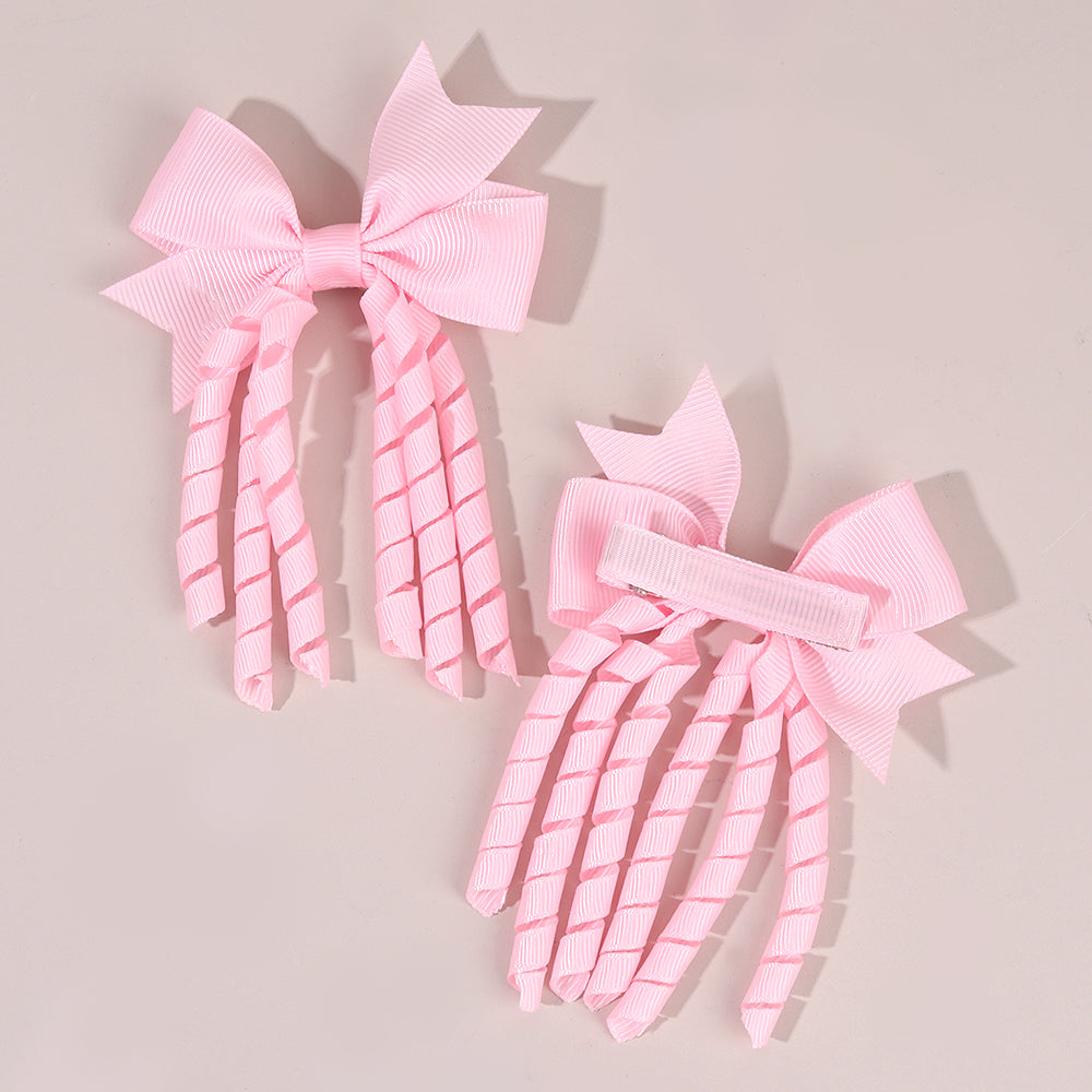 2Pcs Curly Hair Bow Clips for Kids