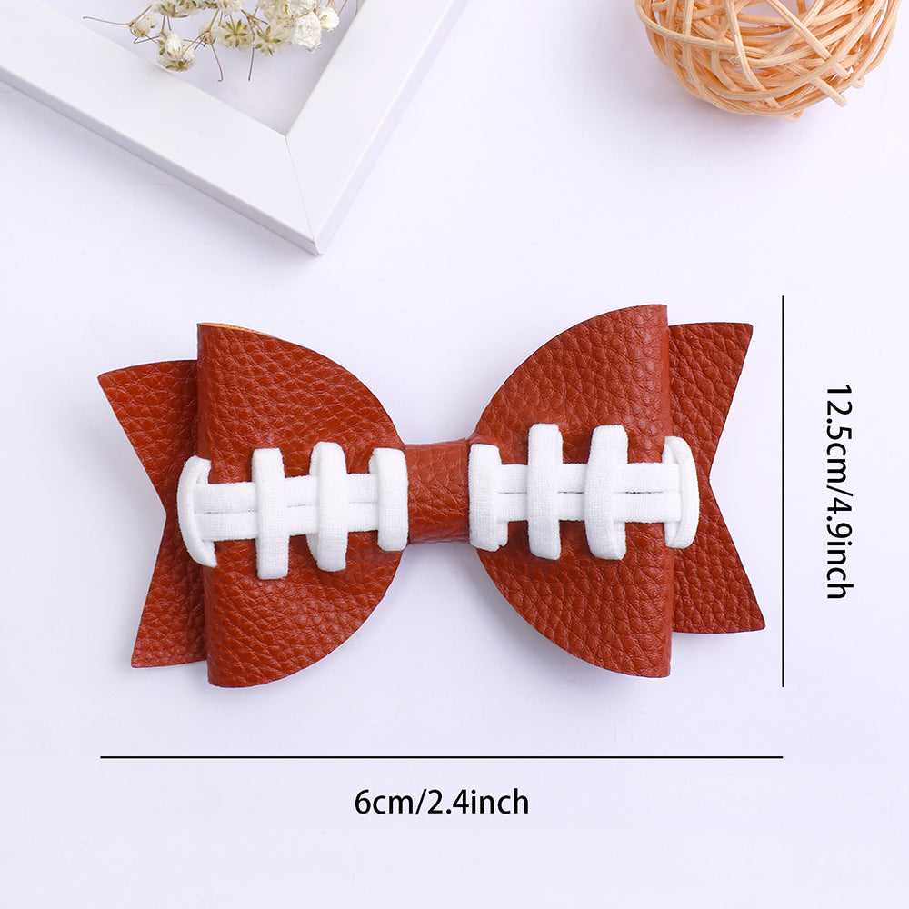 12pcs Football Leather Hair Bows Clips