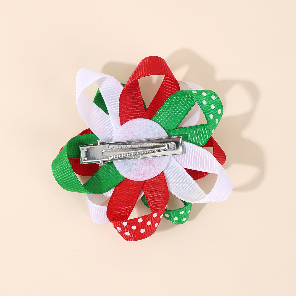 2Pcs Layered Christmas Santa Claus Hair Bow Clips