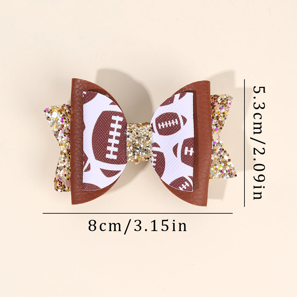 10pairs Football Leather Hair Bows Clips