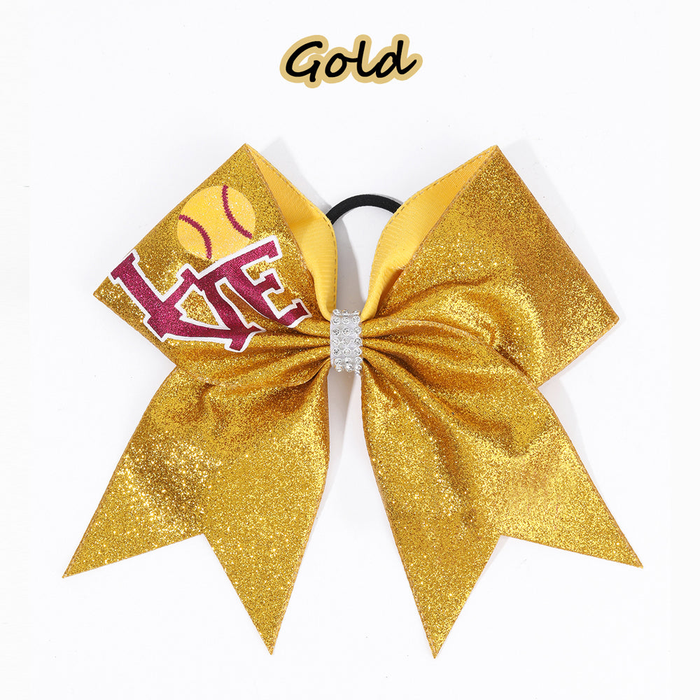 12PCS Love Chunky Glitter Cheer Bows