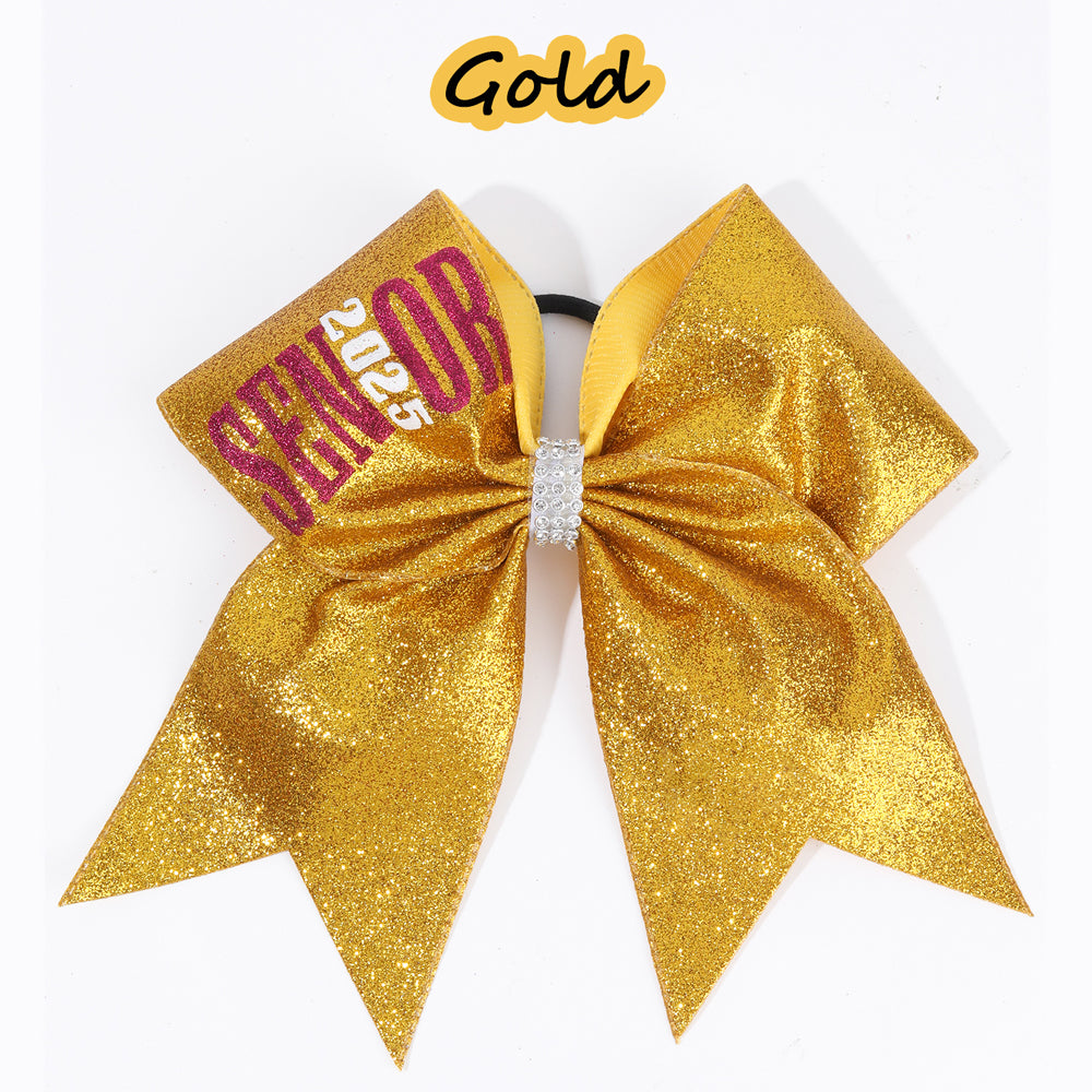 12Pcs Senior 2025 Glitter Cheer Bows