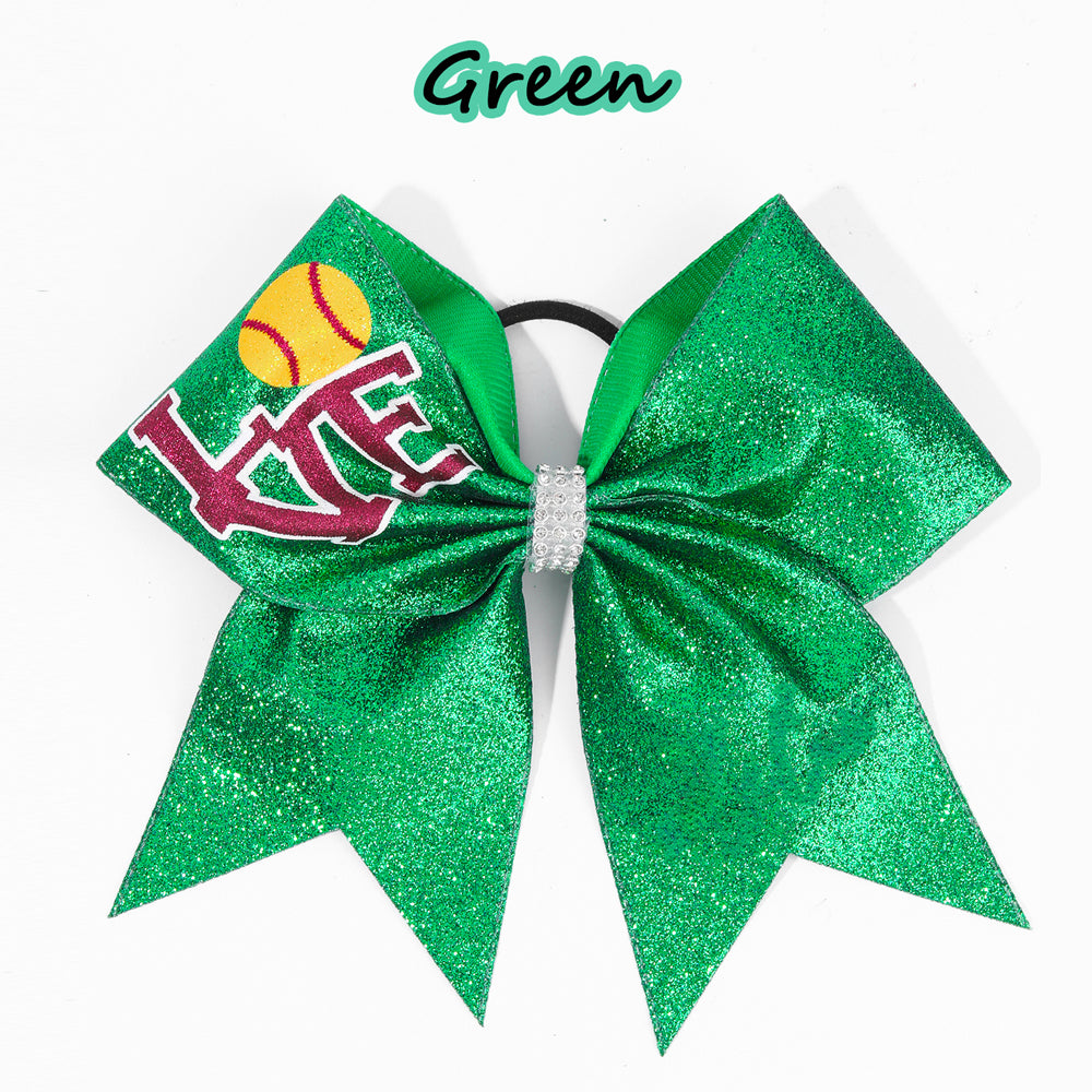 12PCS Love Chunky Glitter Cheer Bows