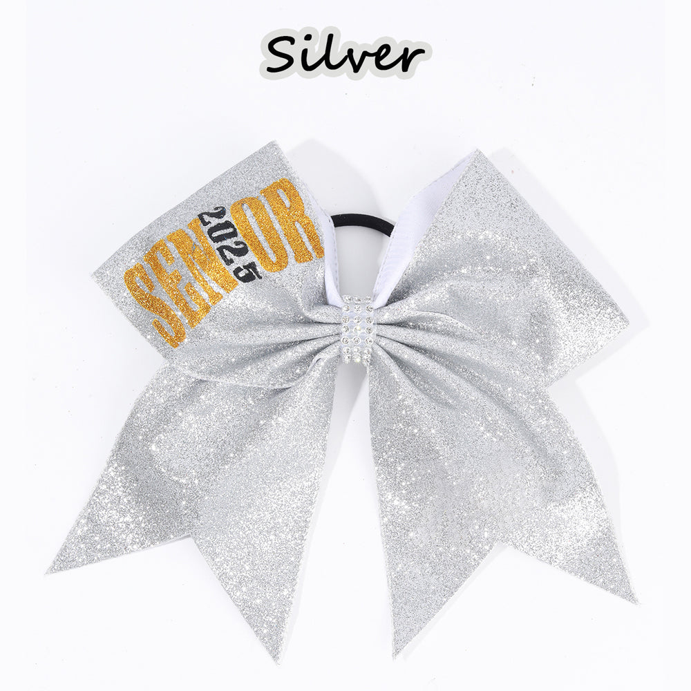 12Pcs Senior 2025 Glitter Cheer Bows