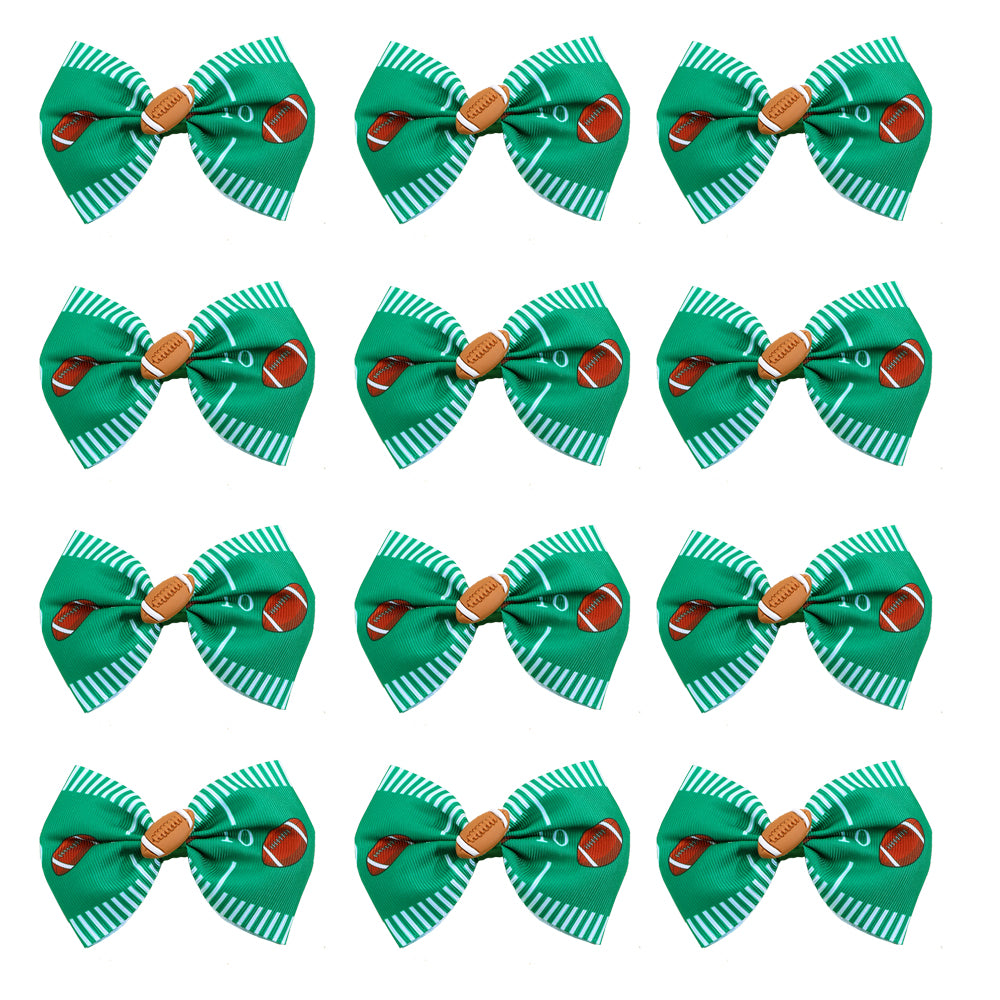 12pcs Sports Football Hair Bows Clips