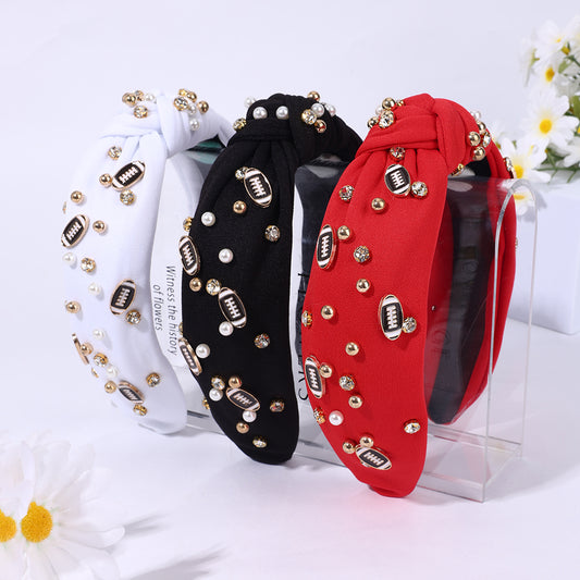 Rhinestone Football Headband Women 1pc