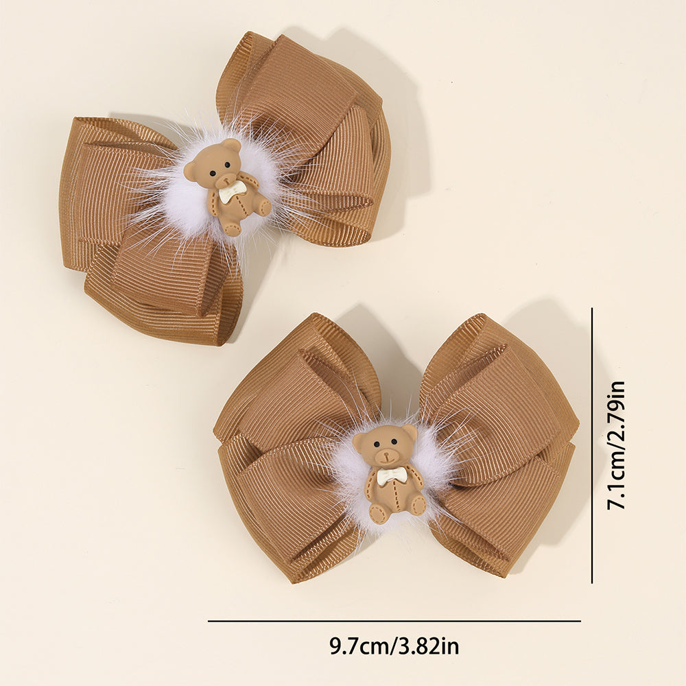 20pairs Brown Bear Hair Bows Clips