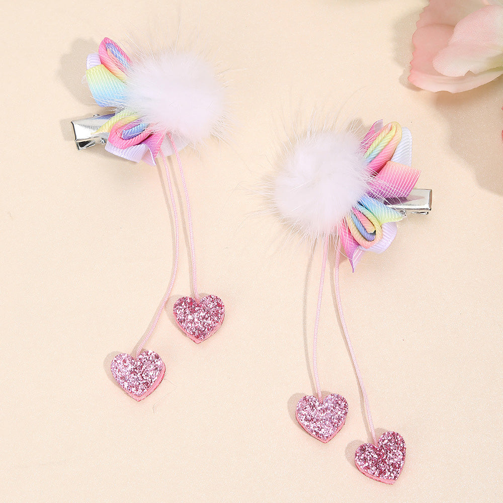 2Pcs Butterfly Hair Pins with White Ball