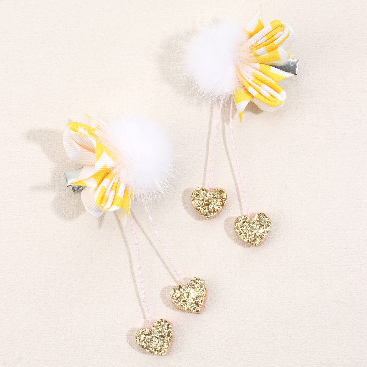 2Pcs Butterfly Hair Pins with White Ball